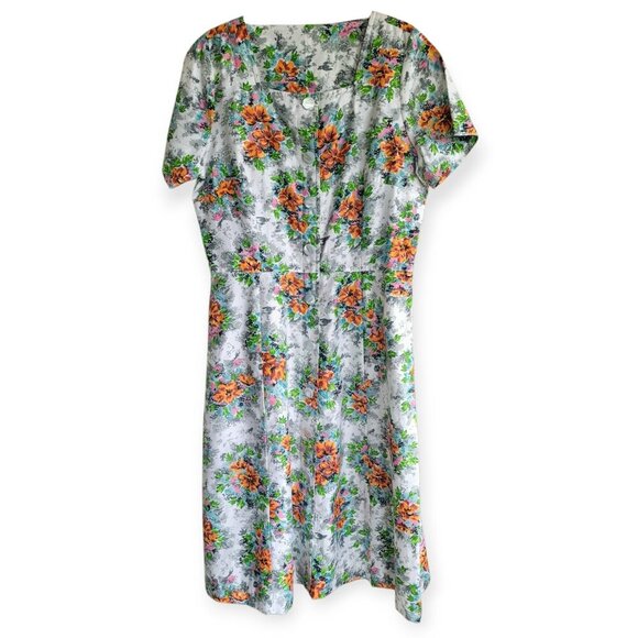 1960s Floral Housedress True Vintage size M - Picture 2 of 10